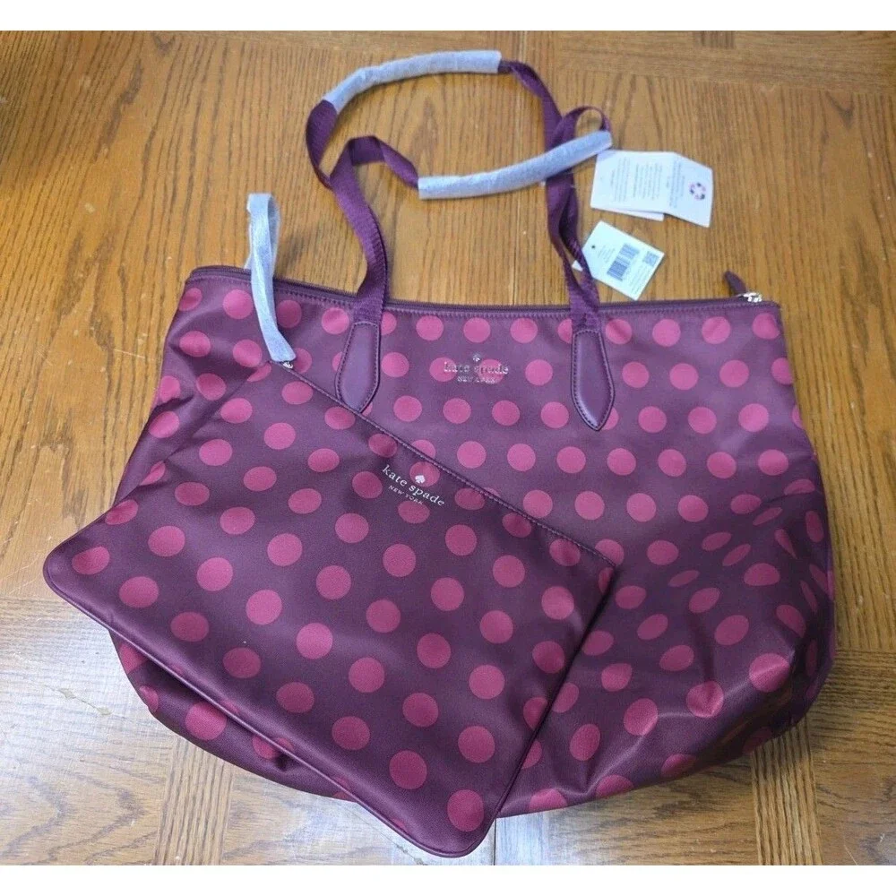 Kate Spade New York The Little Bett Nylon Tote With Pouch New Blackberry
